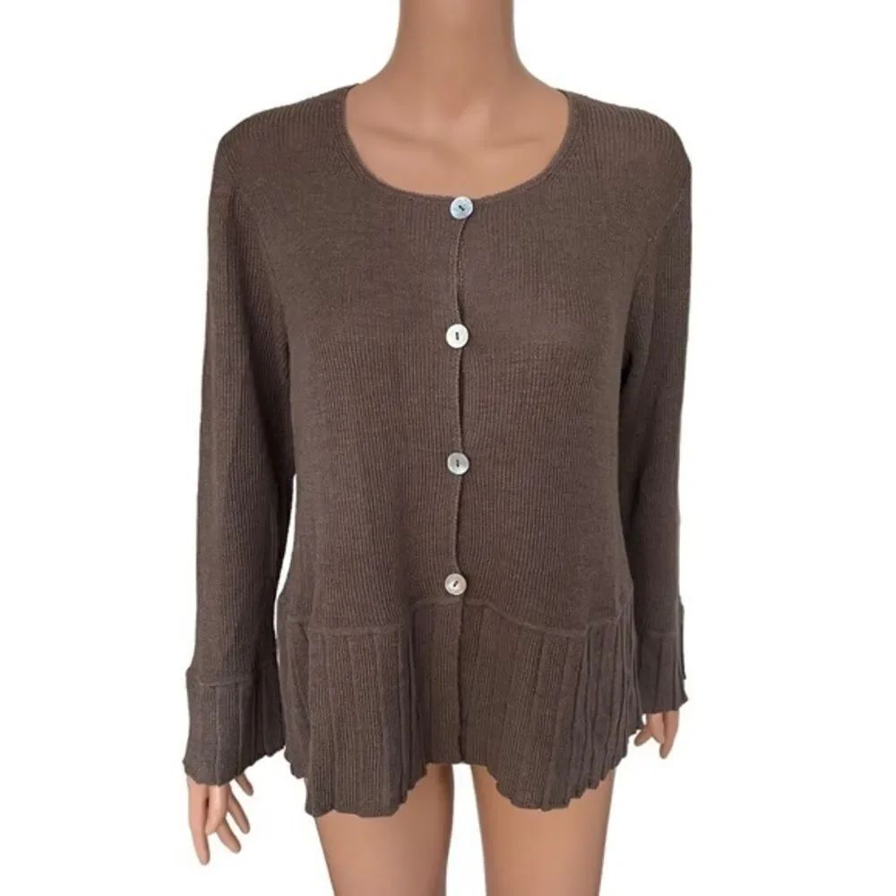 Beyond Threads brown baby alpaca/wool blend button down cardigan size S